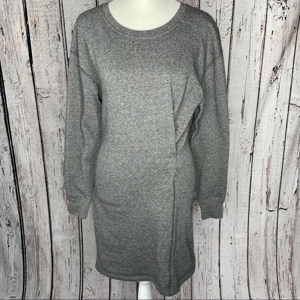 CAbi #3650 Put On Dress in Obsidian (Gray Grey) SizeXS Cinched Waist Long Sleeve